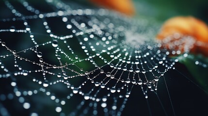 Wall Mural - Dewdrops on a Spiderweb