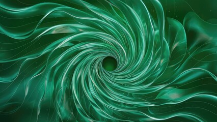 Poster -  Digital illustration of wave streams in an abstract green background. 3D rendering.