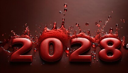 Wall Mural - 2028 New Year Celebration with Red Splash