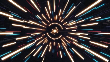 Poster - Dynamic Flashing Lights Background, Futuristic High-Tech Design, Aerial Element Composition