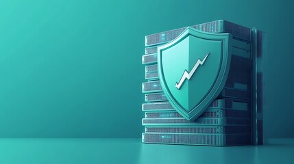 Poster - 3d shield with security symbol on abstract background, representing protection, safety, and cyber de