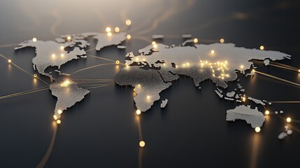 Poster - This visual illustrates a world map with illuminated pathways connecting major cities in Latin America, symbolizing the extensive reach of digital marketing services across the region
