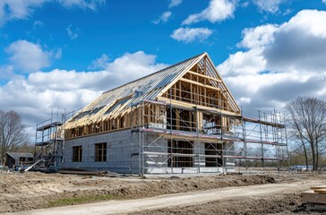 Wall Mural - New Home Construction Under a Cloudy Sky