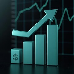 Wall Mural - 3d arrow of money rising trend interest percentage increase, deposit. excellent investing business g