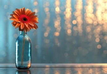 Wall Mural - Single Orange Flower in a Glass Vase