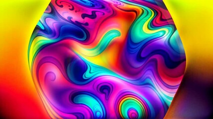 Wall Mural - abstract neon vibrant colorful background with flowing wave, liquid plasma, fluid ink. smooth rainbow color waves, 3d iridescent holographic design. looped animation. seamless footage.
