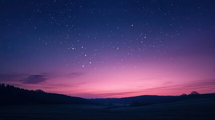 Sticker - A peaceful dusk sky with shades of pink and purple, the first stars beginning to twinkle in the distance.