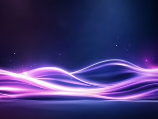Fototapete - Abstract purple and blue light waves on a dark background, creating a dynamic, futuristic, and vibrant visual effect.