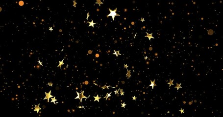 Canvas Print - Golden stars and sparkles glowing on black background