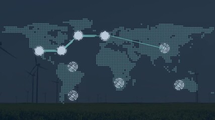 Poster - Animating global network connections over wind turbines in field