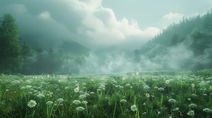 Canvas Print - Misty Mountain Meadow