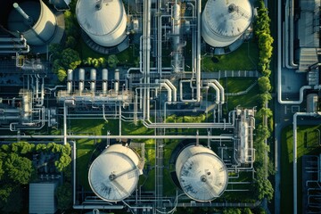 Wall Mural - A view of a large industrial plant with many tanks and pipes