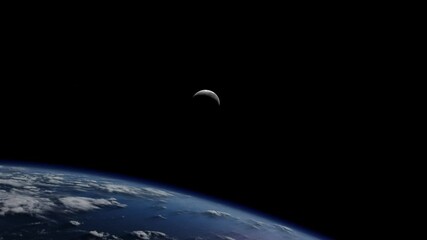 Wall Mural - surface starting from planet earth and moon black background