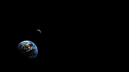 Wall Mural - view of planet earth and moon black background