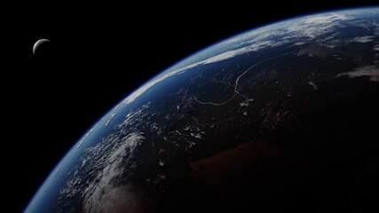 Wall Mural - earth and moon surface in space, black screen 4k