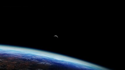 Wall Mural - atmosphere of planet earth and moon black background