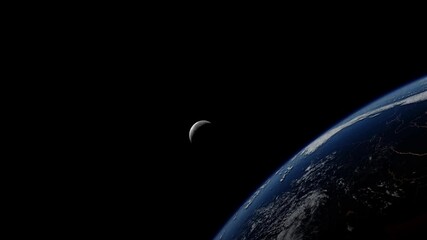 Wall Mural - dark side of planet earth and moon black background