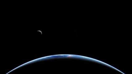 Wall Mural - glowing surface of planet earth and moon black background