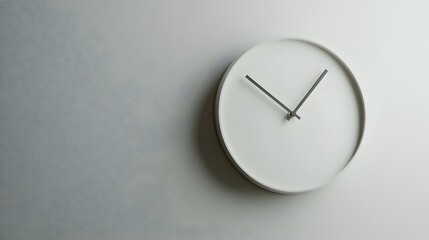 Poster - Minimalist design of a modern analog clock with a singular hand against a plain background providing ample negative space for any text or graphic overlay