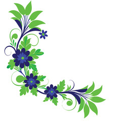 Wall Mural - Colorful floral Corner Design Vector illustration in flat style , isolated in whote background