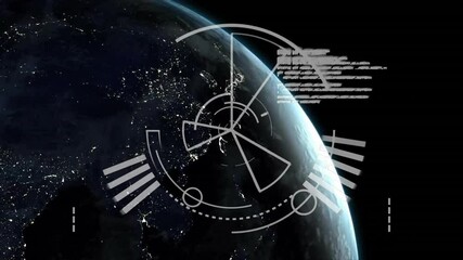 Poster - Earth with data visualization and radar animation over night lights