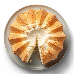 Canvas Print - Light Angel Food Cake Slice Plated