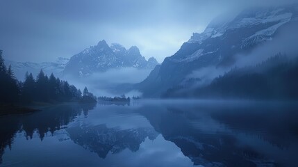 Wall Mural - Misty Mountain Reflection