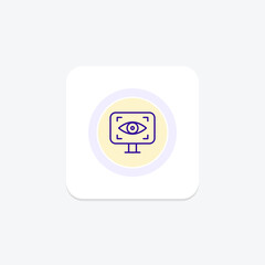 Sticker - Eye recognition purple line icon on a colorful circle, stylish icon, ai illustrator file