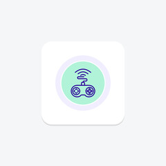 Wall Mural - Joystick Gamepad purple line icon on a colorful circle, stylish icon, ai illustrator file