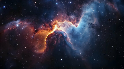 Wall Mural - cosmic nebula with orange and blue hues.