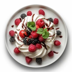 Canvas Print - Elegant Pavlova Meringue Dessert Plated