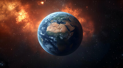 Wall Mural - earth in space against a backdrop of stars and nebulae.