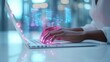 © SeiryuFujin - Woman Typing on Laptop with Data Visualization