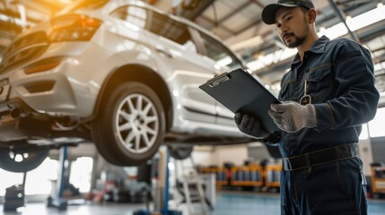 The mechanic with clipboard