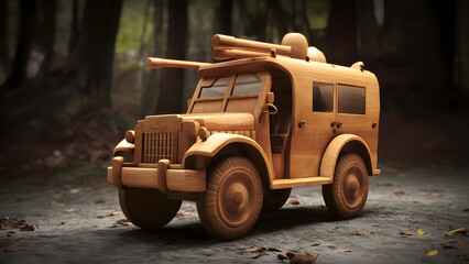 Professionally crafted 3D wooden model of Reconnaissance Vehicle.
