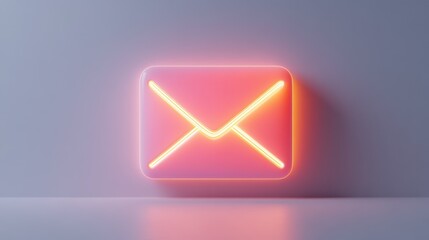 Neon Envelope Icon Sign  D Render