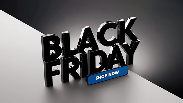 Black Friday Sale Stoke Background, Abstract Bold Letters  3D Text Glossy Design.