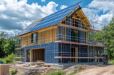 Wall Mural - Under Construction Home with Solar Panels