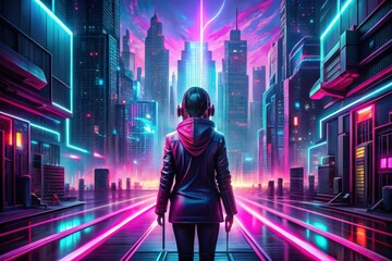 Cyberpunk Hues: Neon Pink, Futuristic, Glitch, Digital, Edgy