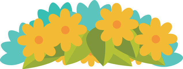 Poster - Beautiful floral arrangement with yellow flowers and green leaves forming a decorative element
