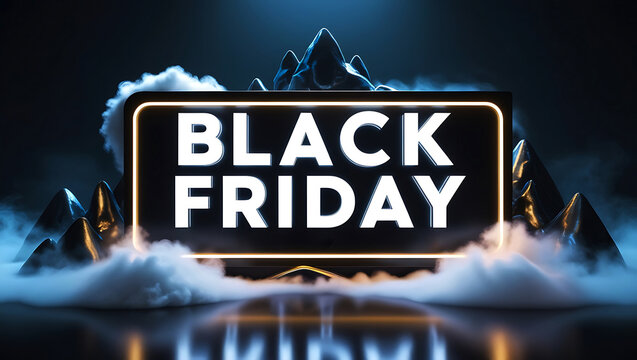 Black Friday Sale Stoke Background, Abstract Bold Letters  3D Text Glossy Design.