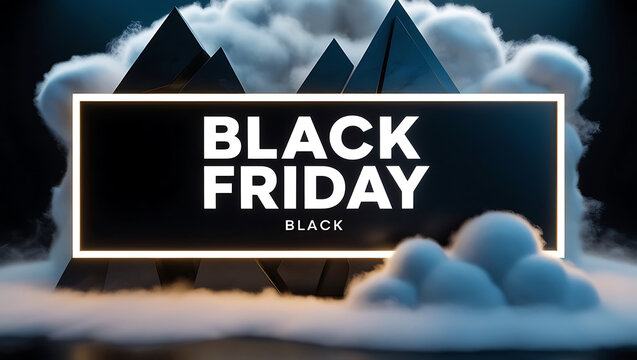 Black Friday Sale Stoke Background, Abstract Bold Letters  3D Text Glossy Design.