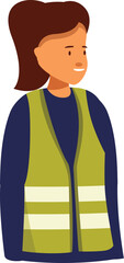 Poster - Female construction worker wearing a high visibility vest smiling