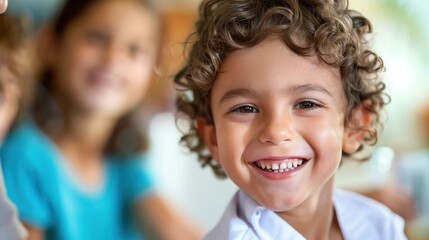 Wall Mural - A child smiling after receiving a vaccination