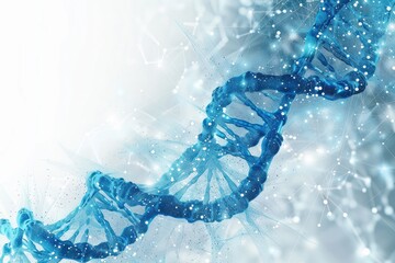 Wall Mural - A blue DNA strand is shown in a white background