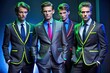 © Man888 - Neon Corporate Couture: Vibrant neon accents on sharp suits; futuristic, urban, sophisticated.