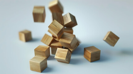 Poster - wooden blocks falling apart