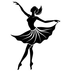 Wall Mural - black female dancer silhouette vector design on white 