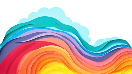 Wall Mural - PNG Rainbow wave painting backgrounds paper.