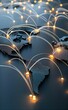 © lililia - This visual illustrates a world map with illuminated pathways connecting major cities in Latin America, symbolizing the extensive reach of digital marketing services across the region